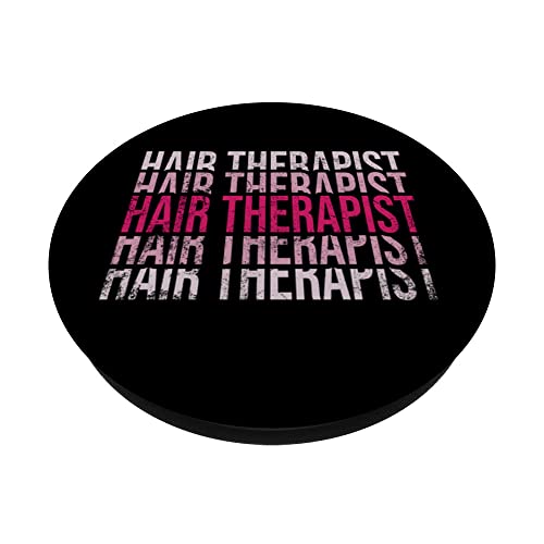 Vintage Hair Therapist Hair Cutter Hair Stylist Hairdresser PopSockets Swappable PopGrip, Black - Image 2
