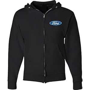 Lucky Ride Men’s Ford Hoodie Ford Oval Small (Pocket Print) FULL ZIP