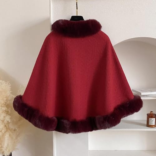 Poncho tipo capa de invierno mujer abrigo chal cárdigan prenda exterior 7
