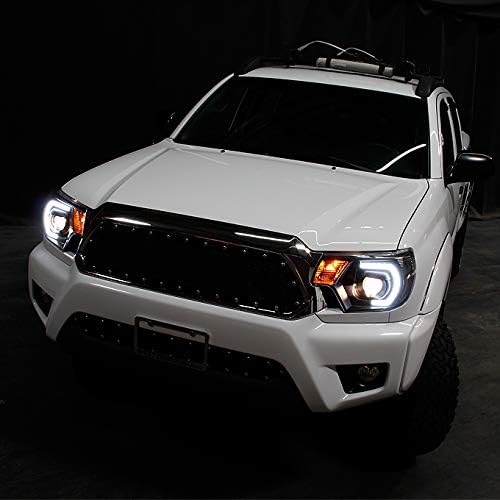 AKKON - For [TRD PRO U-Bar] [Mono-Eye] 2012 2013 2014 2015 Toyota Tacoma LED DRL Projector Black Headlights Pair