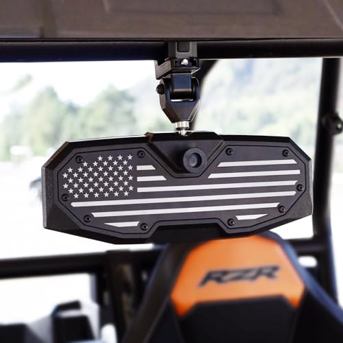 Esploratori UTV Rear View Mirror 2026 New Flag UTV Mirrors-High Density 360 Adjustable Angle for 1.5 to 2.0 in Round Roll Cage Compatible with Polaris RZR Pioneer SXS Kawasaki Mule KRX Can Am X3