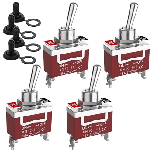 Toggle Switch, Malictele 12V 30A HeavyDuty ON/Off 2Pin SPST Waterproof Toggle Switch with Waterproof Cap for Auto Car Boats- 4Pack