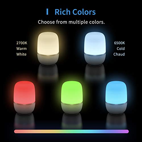 Smart Table Lamp, Meross Dimmable WiFi Ambient Lamp, Works with HomeKit (iOS13+), Alexa and Google Assistant, Tunable White and Multi-Color Nightstand Lamp, Voice Control, APP Control, Schedule - Thumbnail 4