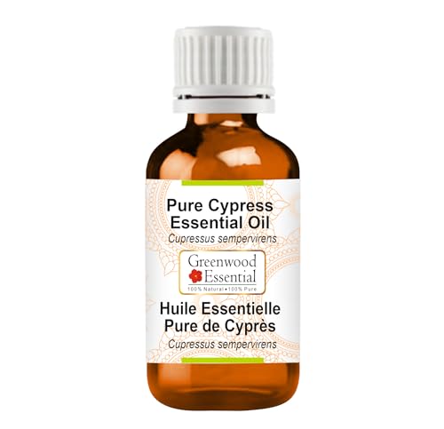 Image of Greenwood Essential Cypress Essential Oil (Cupressus sempervirens) Pure | Non-Sticky | Non-greasy | Lightweight | Men & Women | All Skin Types | Steam Distilled 10ml