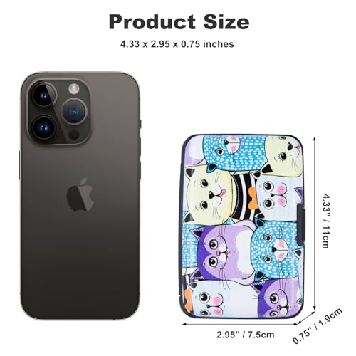 Image of ELFISH Mini RFID Aluminum Wallet Credit Cards Holder Business Card Case Metal ID Case for Men Women (Color cat)