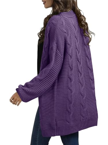 Image of Womens Oversized Chunky Open Front Cardigan Sweaters Cable Knit Long Sleeve Cardigans Outwear Coats