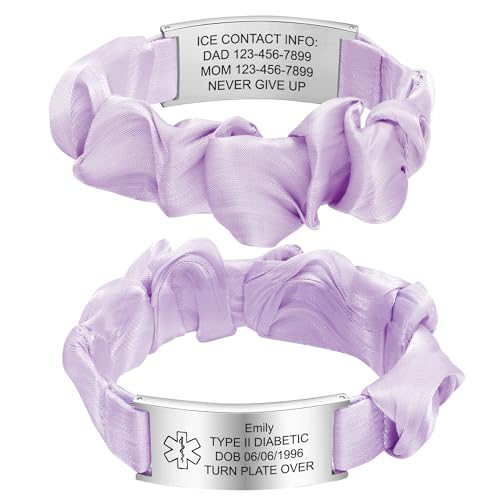 Women's Personalized Medical Alert Bracelet - Free Engraving Customizable Medic Info ID Bracelets,Stainless Steel Elastic Strap Customized Engraved Wristband for for Autism Allergy Diabetic Epilepsy