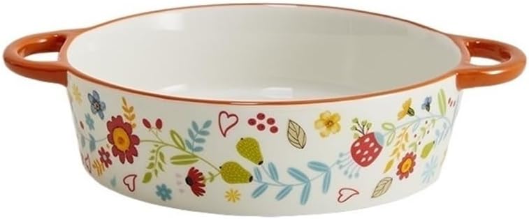 Lasagna Pans Double-ear Ceramic Baking Tray Pastoral Style Cheese Baked Rice Microwave Oven Bowl Large for Baking Cake