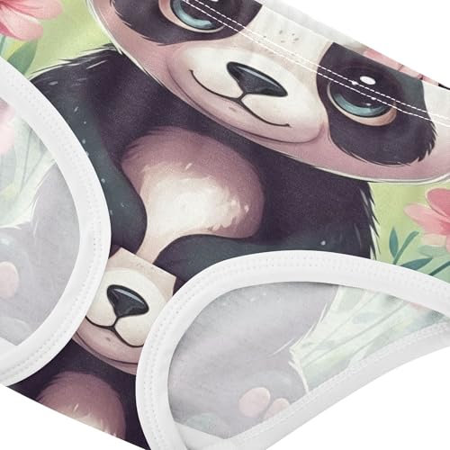 Cute Panda Pink Flowers Green Girl Panties Cute Toddler Underwear Floral Cotton Personalized Briefs Underpants 2t4