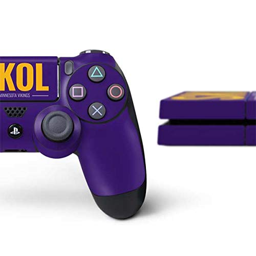 Skinit Decal Gaming Skin Compatible with PS4 Console and Controller Bundle - Officially Licensed NFL Minnesota Vikings Team Motto Design