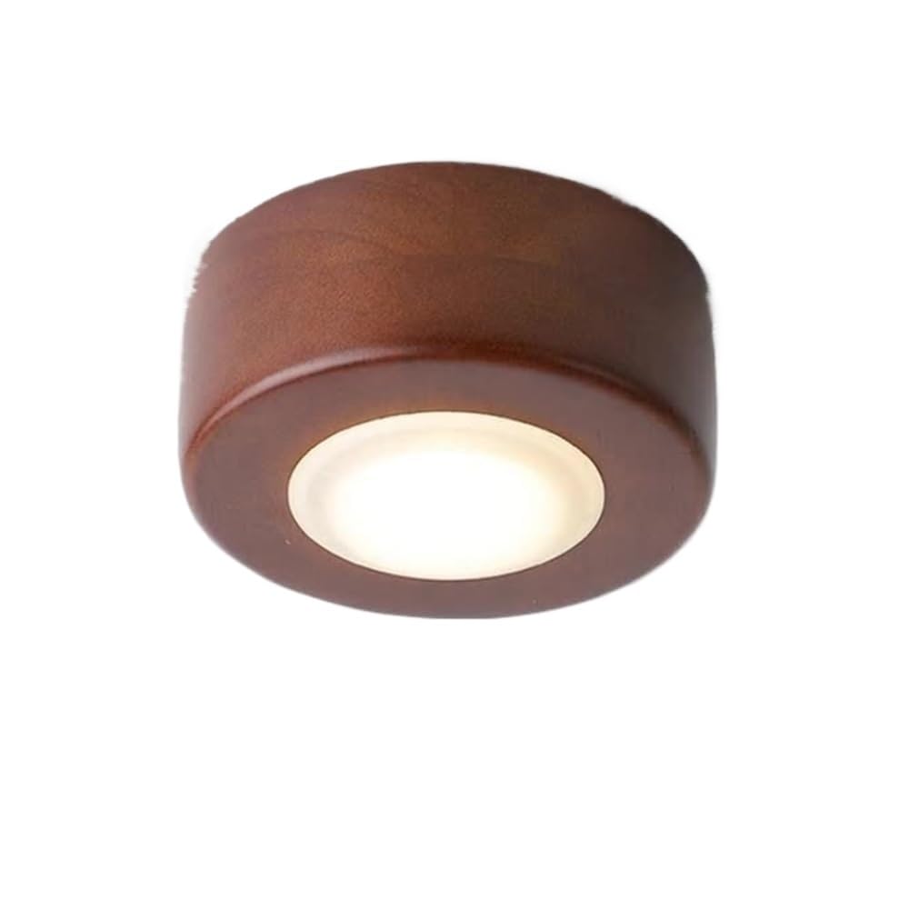 LUOYAOB Nordic Modern and Minimalism Round Ceiling Lights Acrylic Shade Flush Mount Ceiling Lamp Rubber Wood Body Ceiling Light Fixture for Bedroom Living Room Study Office Hotel Lobby(Walnut)