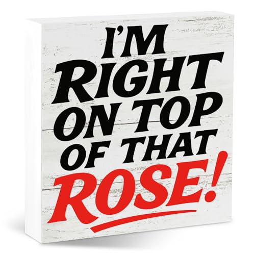 I'm Right On Top Of That Rose Funny Desk Sign White Wood Style Office Table Decor Gift for Coworkers Friends Home Workspace Cubicle Tabletop Desk Decoration for Christmas New Year