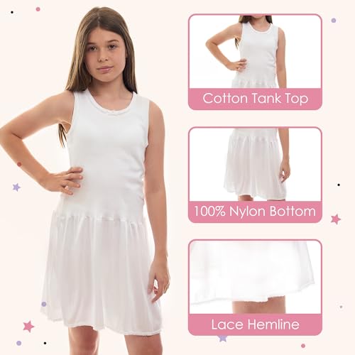 Valair Sleeveless Full Slip for Girls-Option of Inserted Bra-Cling-Free-100% Cotton Cami Tank Top 100% Nylon Silky Bottom3