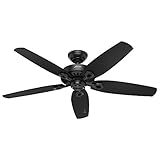 Hunter Fan Company 53294 Builder Elite Versatile Indoor/Outdoor 52 Inch Ceiling Fan without Light Fixture, Matte Black, 52'