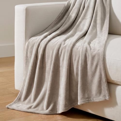 Image of Martha Stewart - Twin Size Blanket, Ultra-Soft Plush Fleece Throw Blanket with Double-Needle Stitching, 350 GSM, Medium Weight Bedding for Bed or Couch (Bedford Solid Grey)