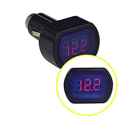 Voltímetro de coche digital. Monitor de voltaje LCD para encendedor. Válido en todo tipo de vehículos. Universal