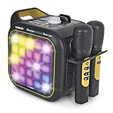 VTech - Karaoke Light Party Duo Golden Edition, Altavoz Potente, Karaoke Portátil con Bluetooth, 40W, Incluye 2 micrófonos inalámbricos, función Quitar Voz, Panel táctil, asa integrada, Versión ESP