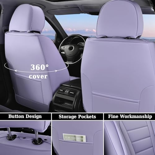 Image of Coverado Car Seat Covers Front, Seat Covers for Cars, Waterproof Car Seat Cushions, 2-Pack Leather Carseat Seat Protectors, Universal Seat Covers Fit for Most Sedans SUV Pick-up Trucks(Purple)