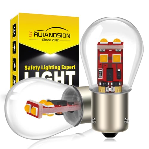 Ruiandsion 2pcs 7507 BAU15S LED Bulb Amber PY21W Single Contact Bayonet Replacement for Car Turn Signal Lights Non-polarity