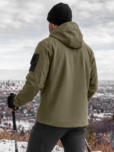 Image of FREE SOLDIER Men's Waterproof Softshell Jacket Fleece Lined Outdoor Jacket Tactical Military Hoodie Windbreaker
