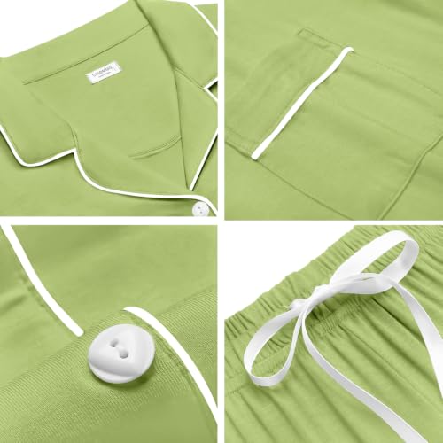 Image of SWOMOG Womens Button Down Pajamas Set Short Sleeve Sleepwear Bride Soft Pj Lounge Sets XS-3XL