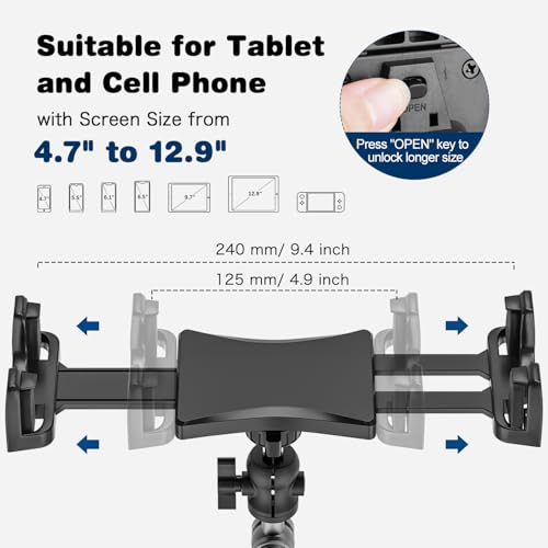 BAISHUN Tablet Mount for Truck, Car Tablet Holder Heavy Duty Super Suction Cup/Adhesive Base iPad Stand for Dash Windshield Wall Vehicle Desk, 360° Metal Bracket for 4.7-12.9" iPad Pro/Air/Mini/Galaxy - Image 4