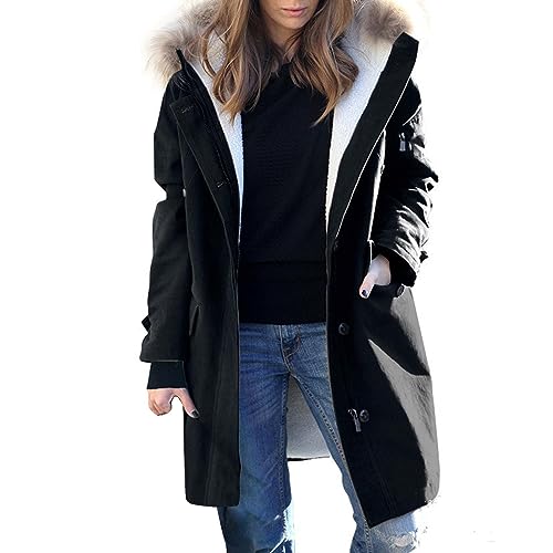 Manteau en laine pour femme style européen haut de gamme noir
