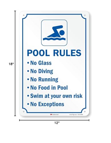 Cartel de reglas para piscina 18x12 pulgadas aluminio miniatura 6