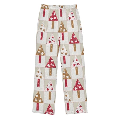 Boys' Pants Christmas Tree Checkered Long Bottoms Jogger Pants Elastic Waist Trousers with Pockets S-XL