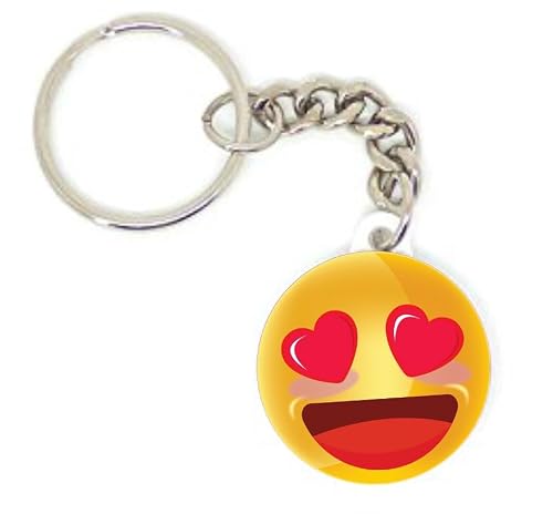 Porte clé badge SMILEY COEUR DANS LES YEUX LOVE AMOUR JE TAIME smiley idée petit cadeau