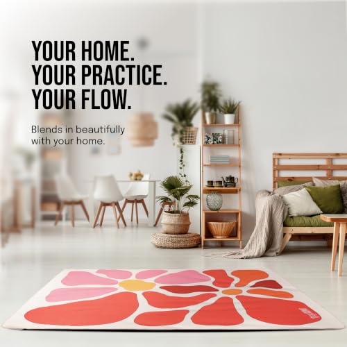Image of gogoKIWI Hot Yoga Mat Towel for 6 x 4 ft Mats, Fauve Red & Pink