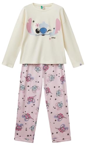 United Colors of Benetton Pig(Maglia+Pant) 3Y5E0P08E Set di Pigiama, Bianco, XS Bambina