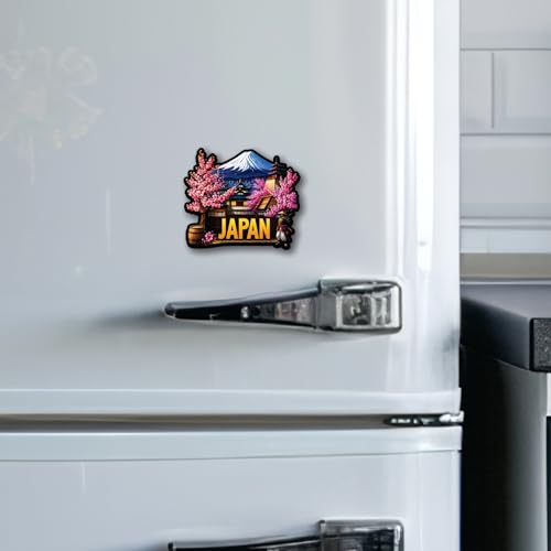 Image of CVANU Japan Country Landmark Theme 2pcs MDF Fridge Magnet - Wooden Travel Souvenir Refrigerator Decorative Collectible Magnet