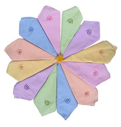 Image of ANTONIA Personalized Cotton Women's Handkerchiefs with Embroidered Initials, Assorted Colours (33 cm x 33 cm)