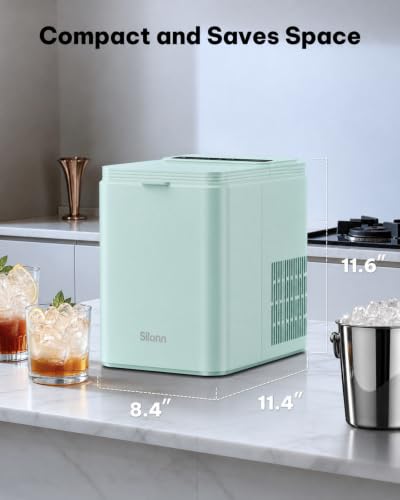 Image of Silonn Ice Maker Countertop, 8 Ice Cubes in 6 Mins, 26.5 lbs /24H, 2 Bullet Ice Sizes, Self-Cleaning Bullet Ice Maker, Portable Ice Machine for Kitchen, Party, Office, and RV Camping