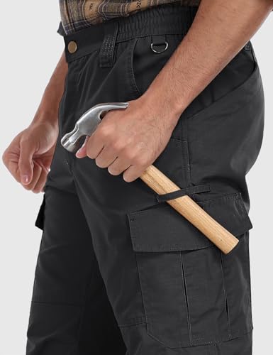 Image of Mens Cargo Work Pants Durable Ripstop Tactical Pants with 7 Pockets Outdoor Water Resistant Hiking Woking Construction Pants