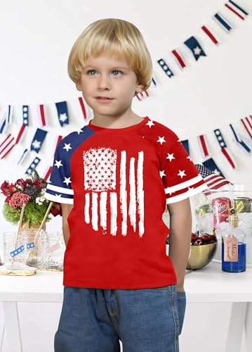Image of CAZYCHILD Girls 4th of July USA Shirt American Flag Patriotic T-Shirt Independence Day Outfit for Kids 5-14Years