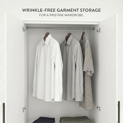 Image of FFO Matrix 2 Door Wardrobe with 2 Drawers | Multi-Purpose Wardrobe Organizer with Shelves | Engineered Wood Cupboard for Living Room, Bedroom & Office | Modern Sideboard Storage Unit White DIY.