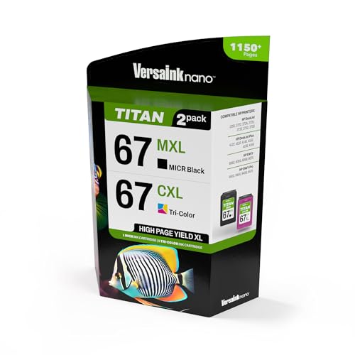 Image of VersaInk-Nano 67 MXL Titan-Magnetic Black & Color 2-Pack - Replaces 67 and 67 XL, Works with DESKJET 2723,2734,2755,2855,4133,4155,4255, Envy 6055,6075,6455,6475
