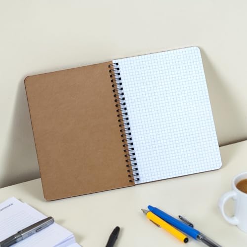 Image of INNAXA A5 Grid Notebook - (Pack of 2) Eco-Friendly Brown Kraft Cover Journals, 100 GSM Premium Thick White Paper, 50 Sheets /100 Pages Each, Square Graph Paper for Architecture, Designing & Bullet Journaling