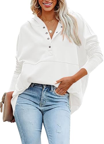 Image of PRETTYGARDEN Women's Casual Long Sleeve Zipper Sweatshirt Drawstring Loose Quarter Zip Pullover Tops with Pockets
