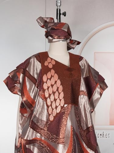 Image of HD African Print Dress for Woman Embroidery Pattern Maxi Dress