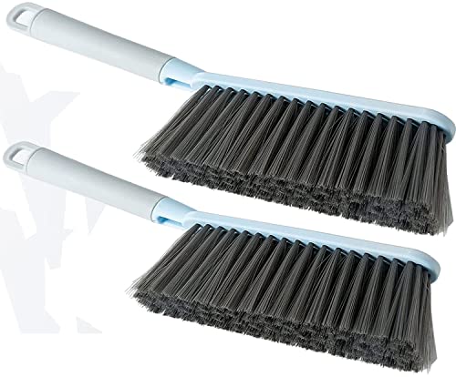 Image of Soft Cleaning Brush Hand Broom for Car /Bed /Couch /Draft /Garden /Furniture /Clothes Bedspread Carpet Cleaning Brush, Hotel Family Trip Easy Use for Showers, Bathtubs,Kitchens Blue (Pack of 2)