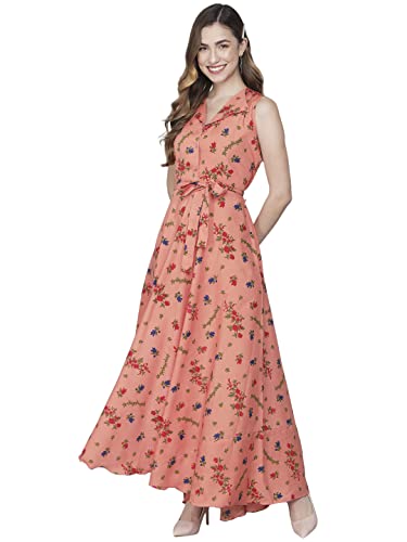 Image of Rudraaksha Women's Printed Maxi Dress Sleeveless Fit & Flare Long Dress || Western Dress for Women || Stylish Maxi Dress Dress || Summer Dress || Boho Printed Dress for Women