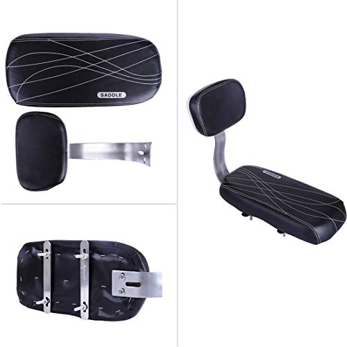 YIFAN Bicycle Bike Back Seat PU Leather Cover Cushion, Bike Child Seat with Back Rest - Black(Line Pattern)