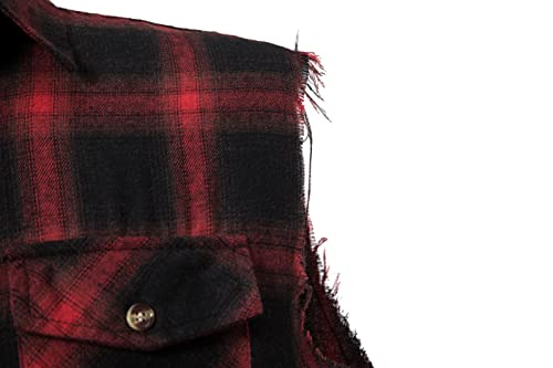 Mens Sleeveless Plaid Shirt Casual Flannel Button Down Shirts Loose Fit with Pocket4