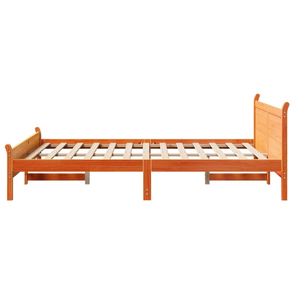 vidaXL Letto Senza Materasso Marrone Cera 160x200 cm in Legno di Pino, Telaio Letto, Letto, giroletto, mobili per Camera da Letto, Base Letto