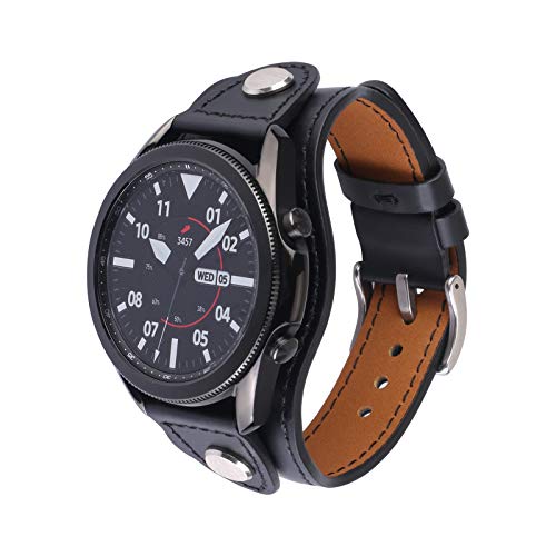 Konafei Compatible With Samsung Galaxy Watch 3 45Mm/Gear S3 Frontier/Classic/Galaxy Watch 46Mm Band, 22Mm Genuine Leather Vintage Cuff Bracelets For Men Women (Black)… #TOP1