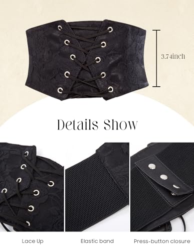 GRACE KARIN Women's Elastic Stretch Corset Waist Cincher Belt Pirate Corset Black XXL4