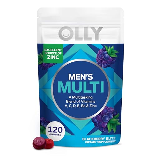 OLLY Mens Multivitamin Gummy Immune Support Vitamins A C D E B Lycopene Zinc BlackBerry 60 Day Supply - 120 Count
